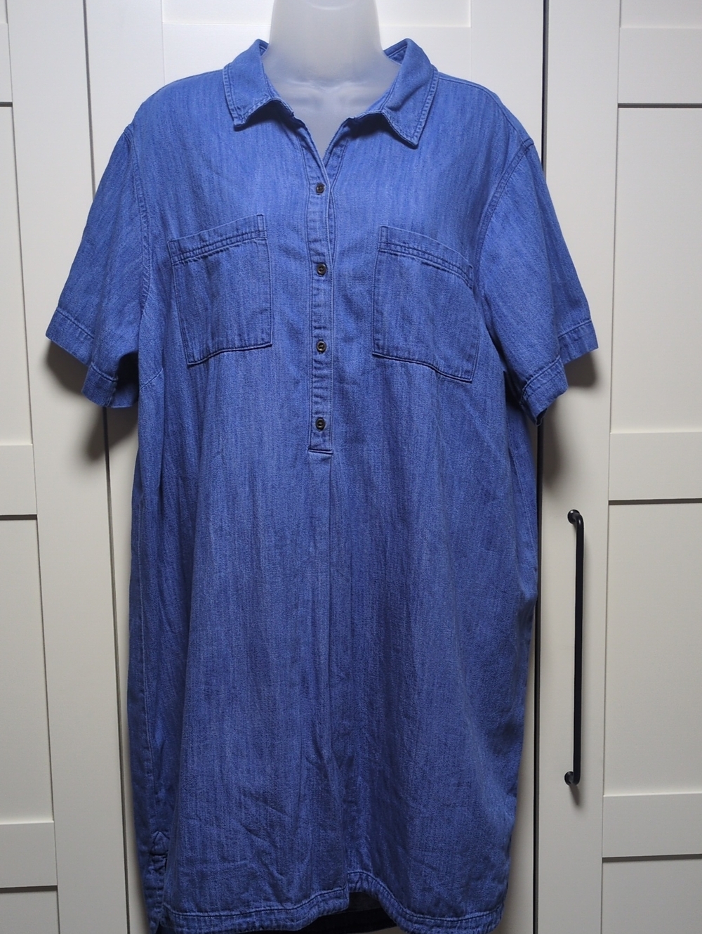 Old Navy Cotton Classic Chambray Denim Popover Midi Dress Size XXL
